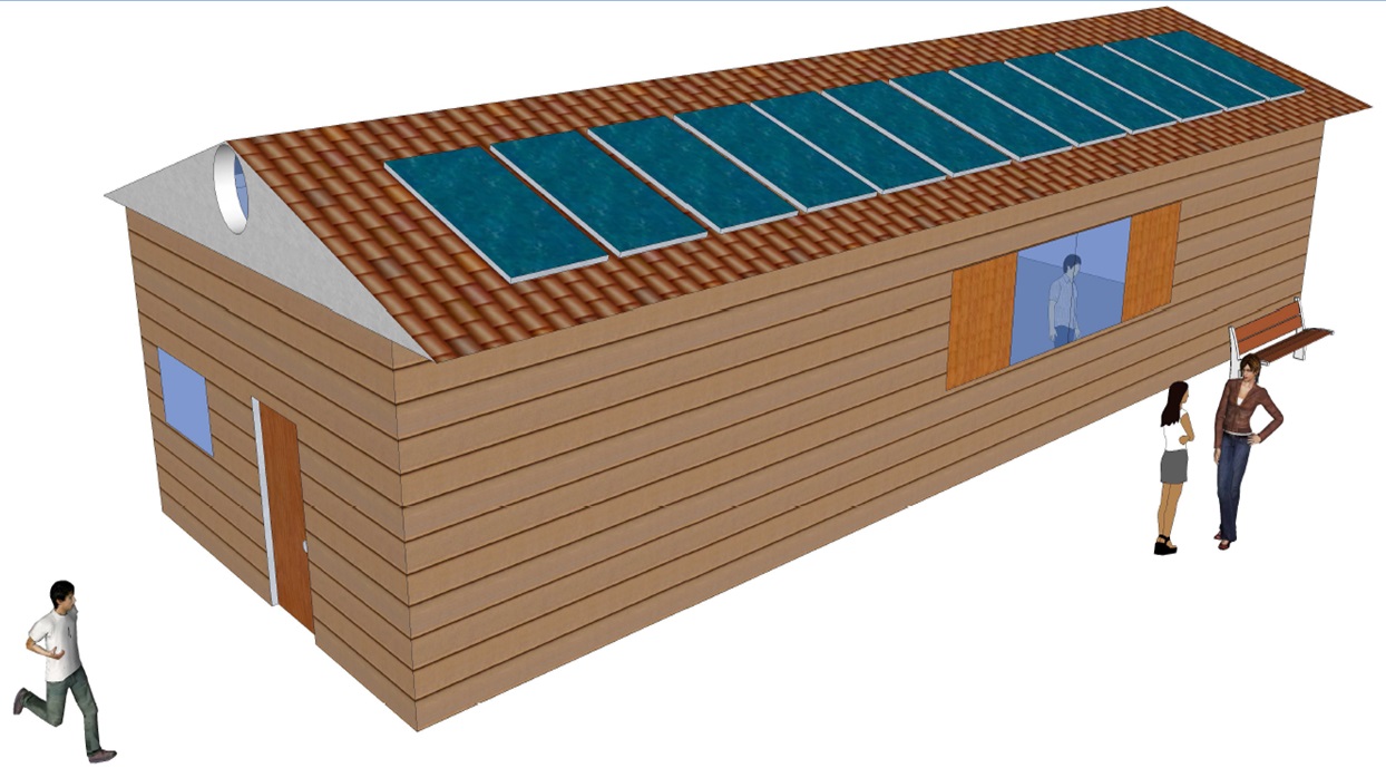 2) Implantation des 12 modules photovoltaïques en configuration portrait