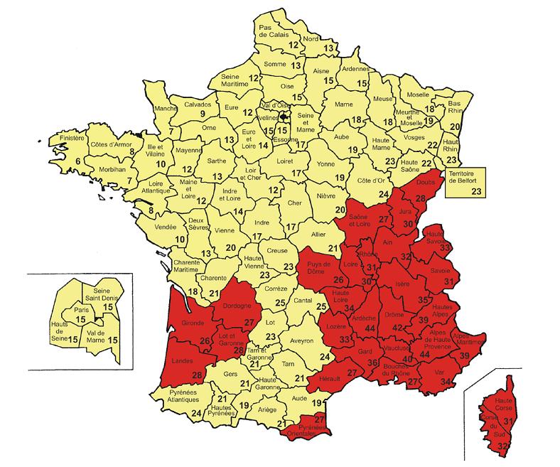 carte des niveaux kérauniques Nk