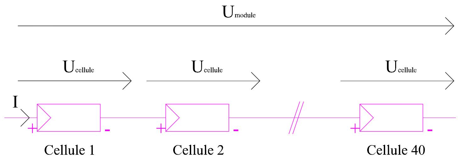 Module constitué de 40 cellules photovoltaïques en série