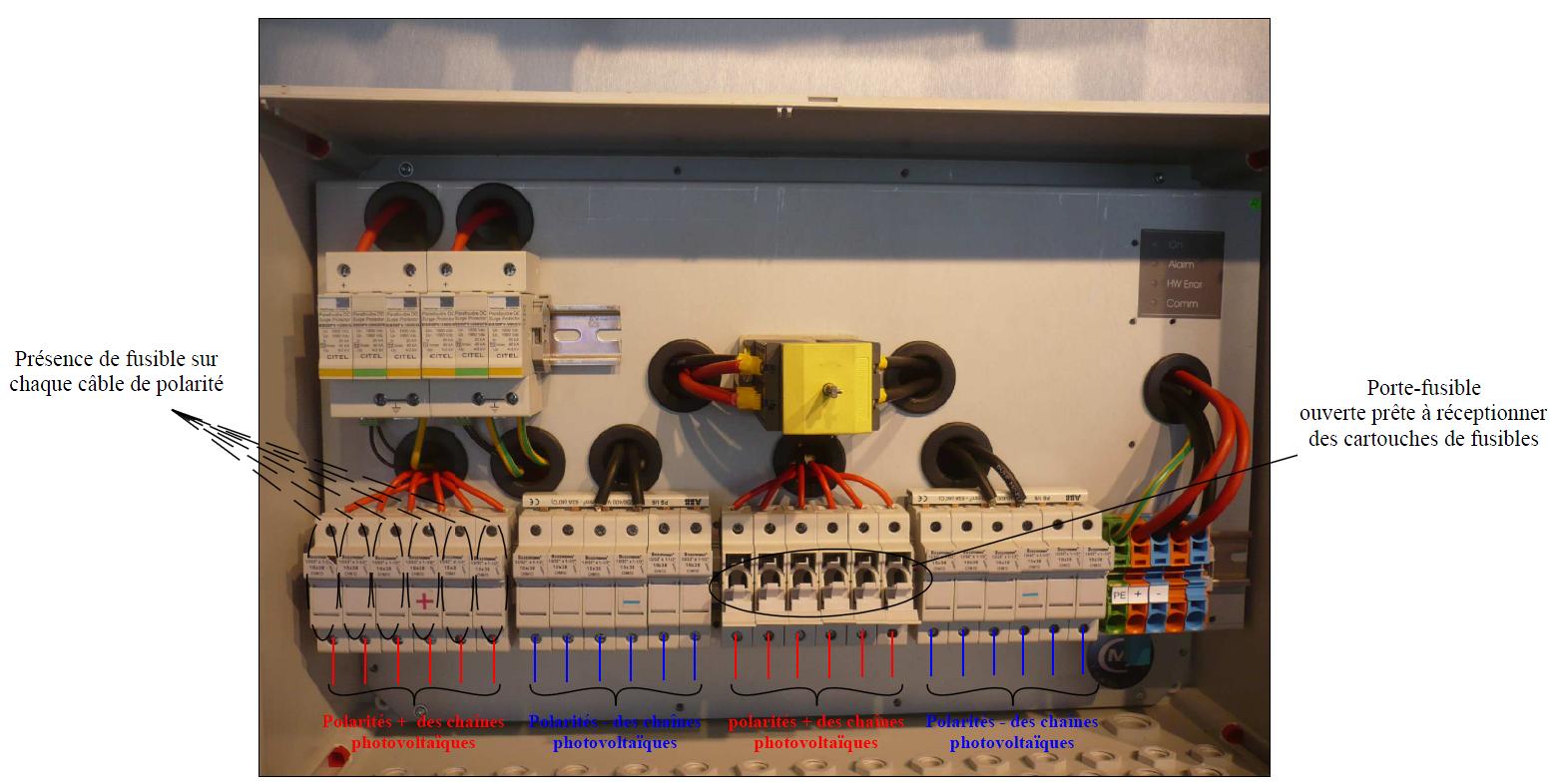 Emplacement des fusibles CC - Photo Emplacement des fusibles CC - Photo