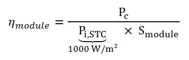 Formule du rendement d'un module photovoltaïque