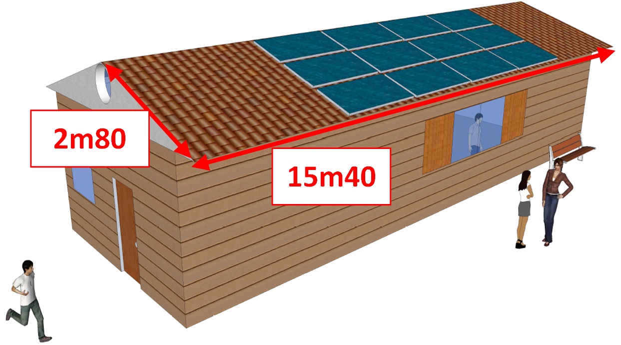 1) Implantation des 12 modules photovoltaïques en configuration paysage